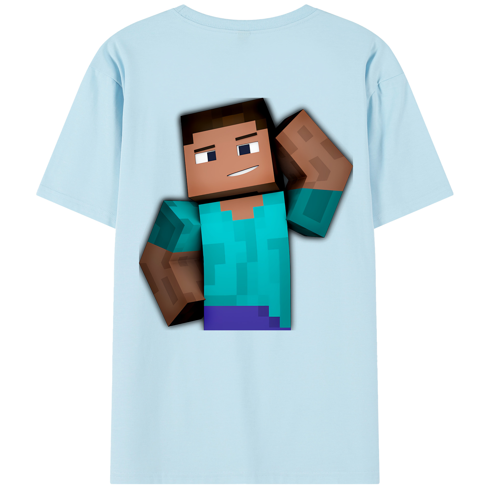 （画像用） マインクラフト ブロックの世界 Minecraft MC Block world 綿100％半袖Tシャツ（背面プリント）